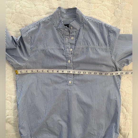 J.Crew blue and white striped cotton popover shirt size 2 - Picture 4 of 9